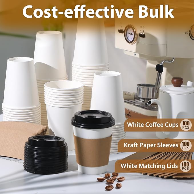 Clawsoff 500 Pack 12 oz Disposable Coffee Cups - Image 6