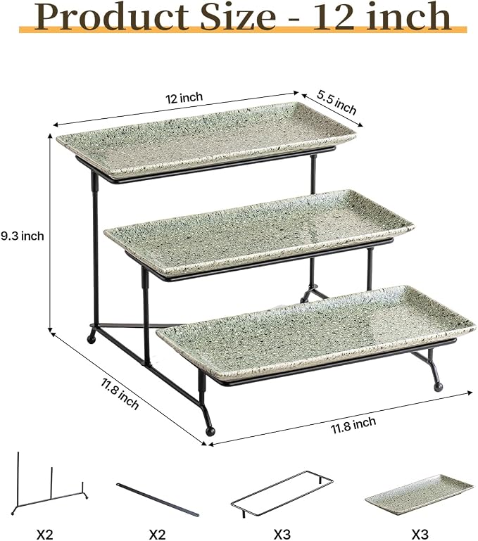 LAUCHUH 3 Tier Serving Tray, Porcelain Serving Platters and Trays - Image 2
