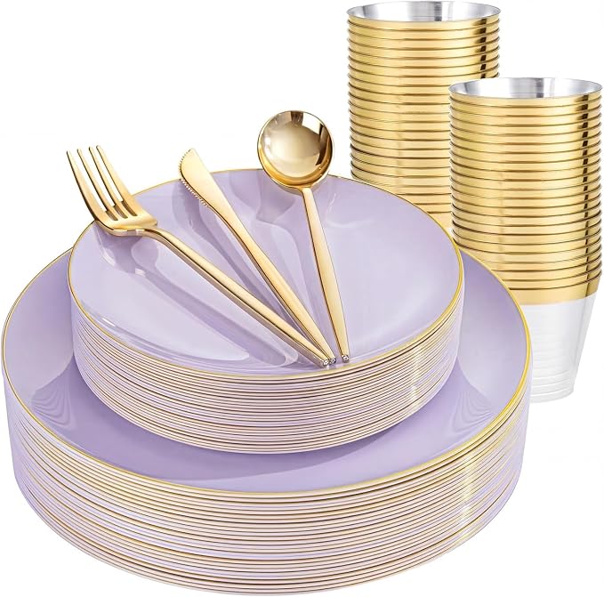bUCLA 150PCS Purple Plastic Plates by BUCLA