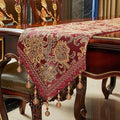 Luxury Vintage Design Table Runner 90 inches Long Embroidery Jacquard Fabric by LUFEIJIASHI