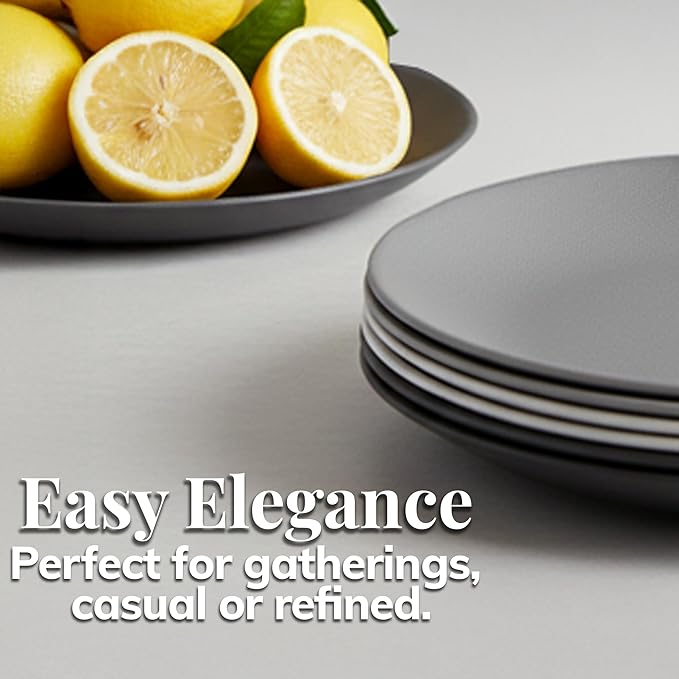 US Acrylic Everest Ultra-Durable Plastic 10 inch Dinner Plates in Grey Stone | - Image 5