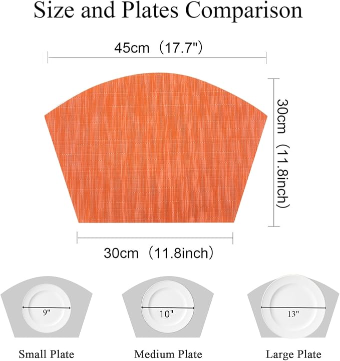 SHACOS Round Table Placemats Set of 4 Wedge Placemats Heat Resistant Woven - Image 3