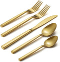 Alata Cube Gold 20-Piece Flatware Set, Forged Cutlery Set, Matte Gold by Alata