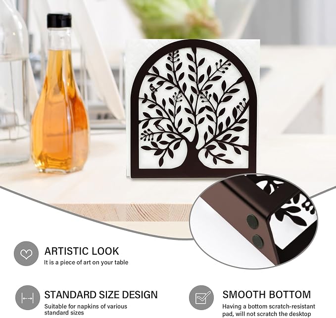 Napkin Holder for Tables, Tree of Life Design Modern Metal Napkin Holder for - Image 2