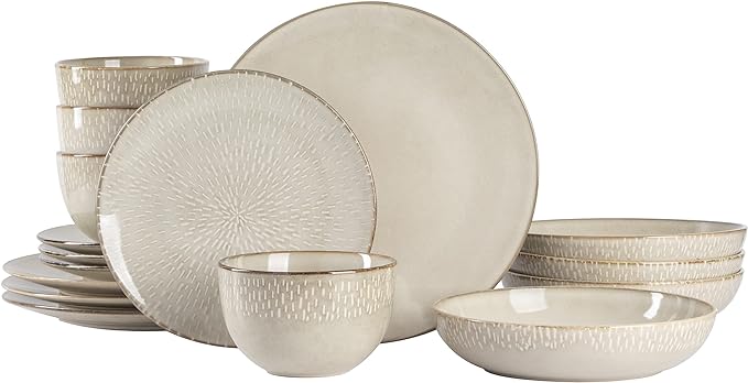 Gibson Elite Matisse 16-Piece Double Bowl Dinnerware Set – Service by GibsonHomewares