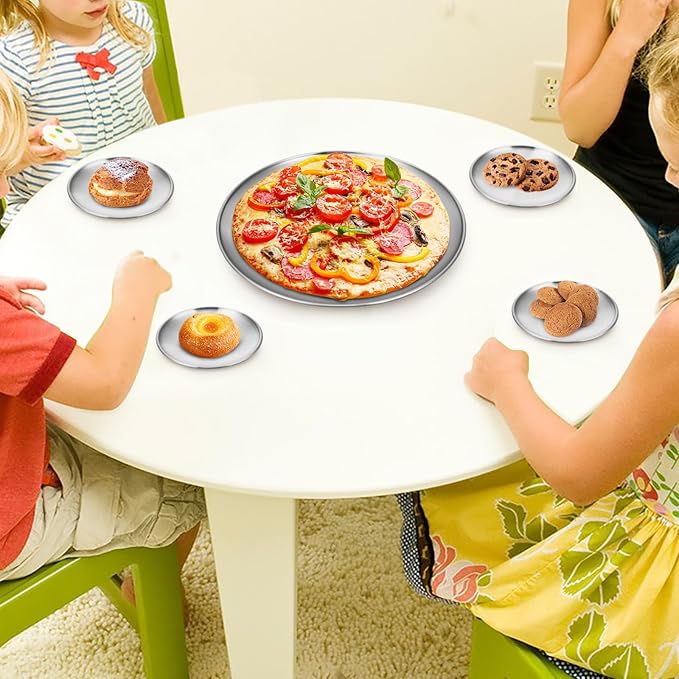 Stainless Steel Plates, 8 Pack 11.8 inch 304 Metal Food Serving Plate Set - Image 6