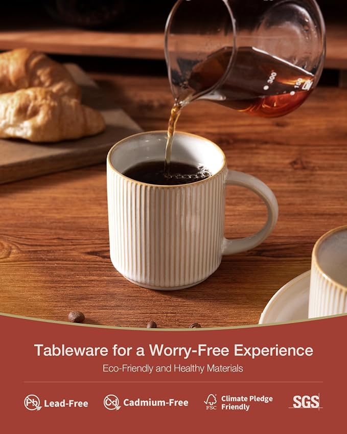 famiware Coffee Mug Set for 4, Star 12 oz Catering Mugs Cup Set - Image 2
