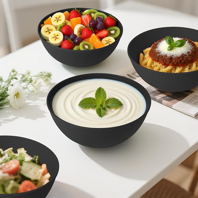 Unbreakable Cereal Bowls 40 OZ, Wheat Straw Bowls Set of 6, Anti Scald Extra - Image 3