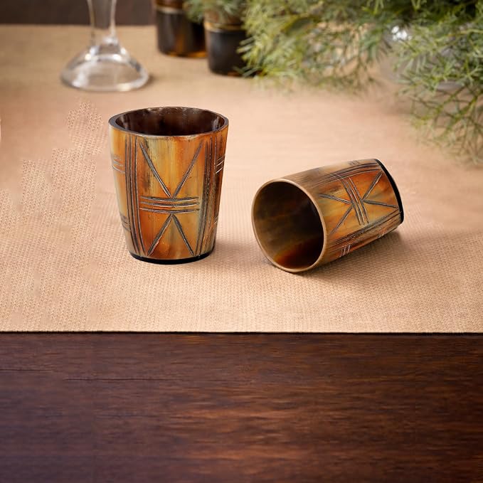Handicrafts Home Viking Horn Shot Glasses Set of 4, Handmade Natural Ox Horn - Image 8