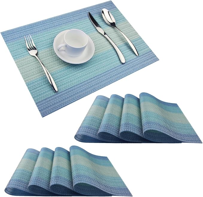 PIGCHCY Placemats Set of 8 Washable Durable Placemat Vinyl Heat Resistant by PIGCHCY
