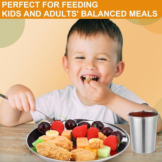 Jinei 50 Pcs Stainless Steel Dishes Set 10 Stainless Steel Plates, 10 Bowls - Image 2