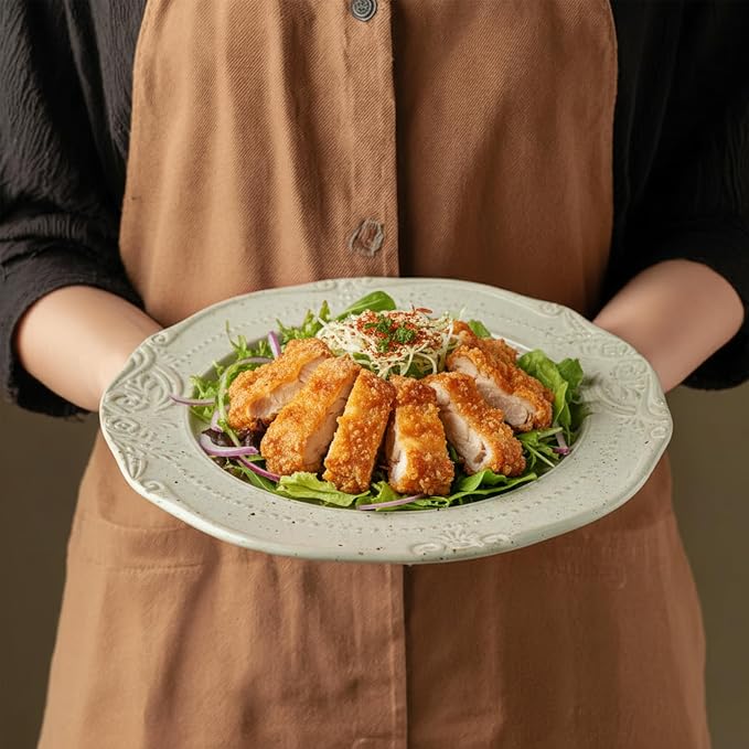 salad plates set of 4, 10.5 inch Reactive Glaze Stoneware Dinner Dish Set - Image 4