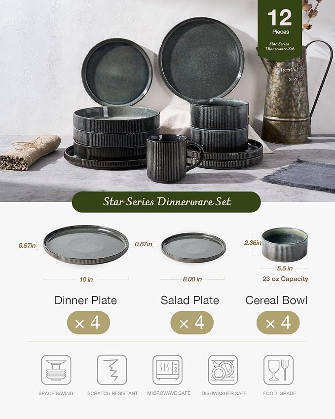 Famiware Star Stoneware Dinnerware Set, Reactive Glaze Plates & Bowls - Image 3