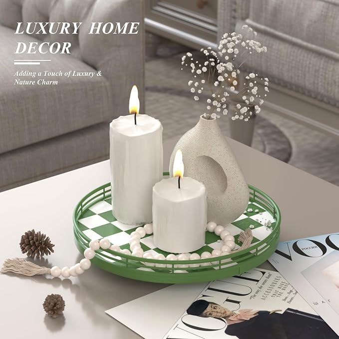 Green and White Checkerboard Lazy Susan - Image 2