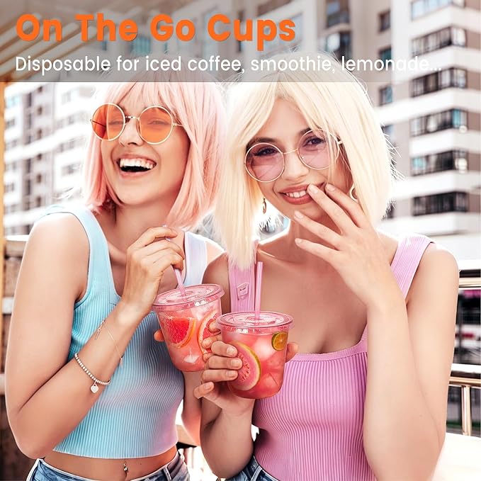 50 Sets - 12oz Pink Plastic Cups - Image 5