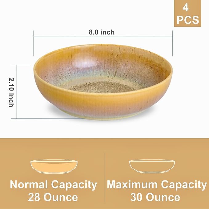30oz Ceramic bowls set of 4-8" serving bowls - Image 2