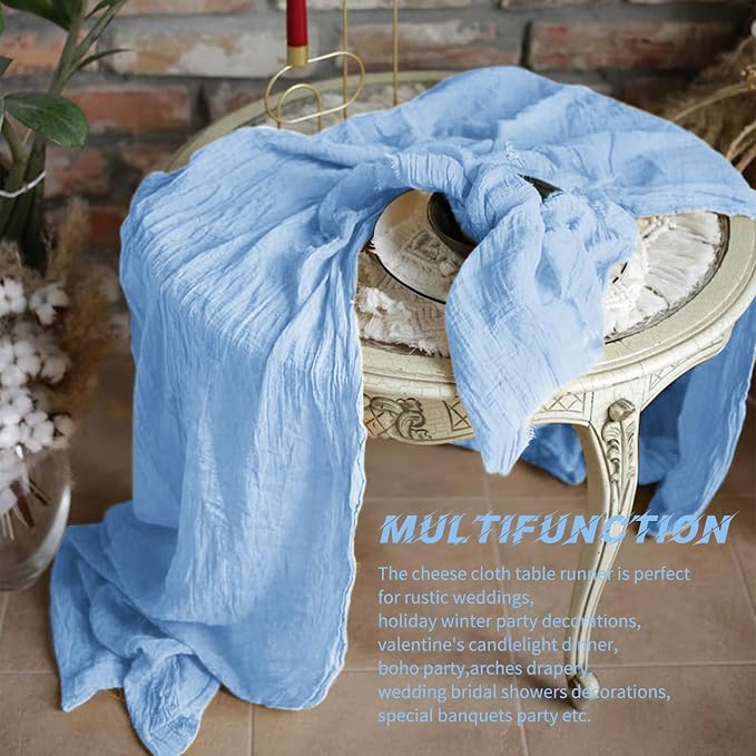 10 Pack Light Blue Cheesecloth Table Runner 17x108 Inch Boho Gauze Cheese Cloth - Image 7