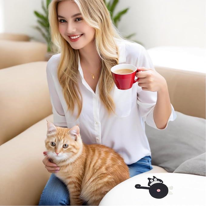 Coasters Set of 5, Fun Woven Creative Cat Coasters, Cute Coffee Coaster - Image 4