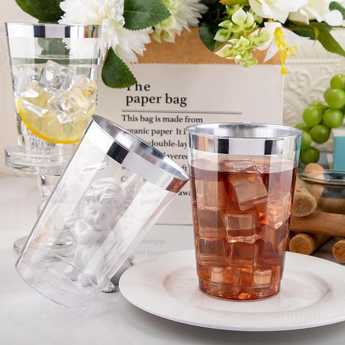 IOOOOO 50 Pack 12 oz Silver Plastic Cups, Party Wine Glasses Disposable - Image 4