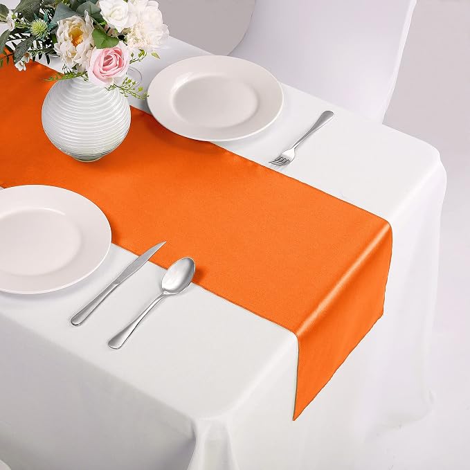 15-Pack Satin Table Runner Orange 12 x 108 inches Long, Table Runners - Image 7