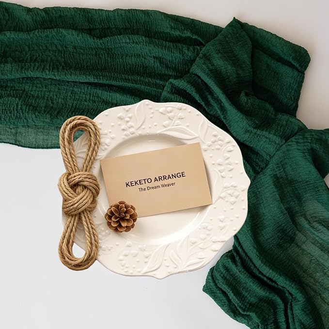 Emerald Green Cheesecloth Table Runner 120 Inches - Image 5