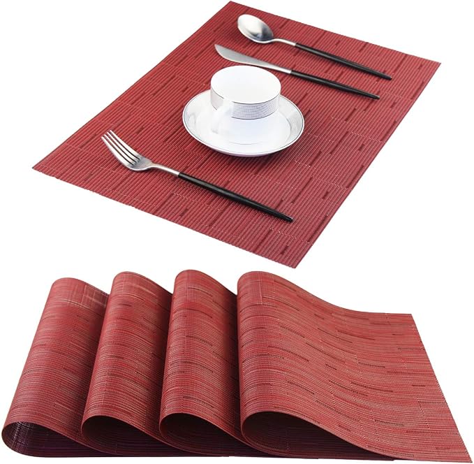 PIGCHCY Placemats, Washable Durable Vinyl Woven Table Mats, Elegant Heat - Image 8