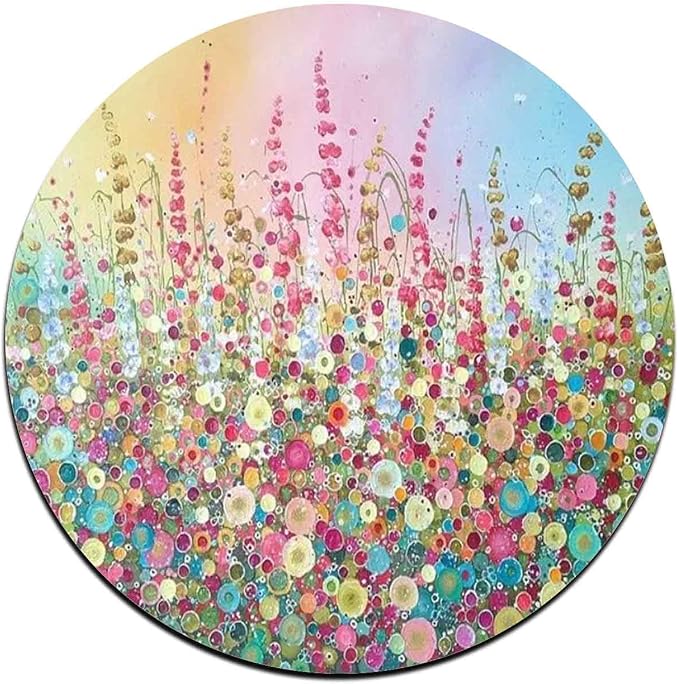 Colorful Watercolor Flowers Round Coaster Set of 4-Made of Recycled Rubber - Image 2