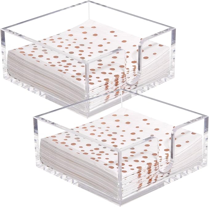 Rubtlamp 2 Pack Napkin Holder, 5.5x5.5x2.6 Inch Square Cocktail napkin holder by Rubtlamp