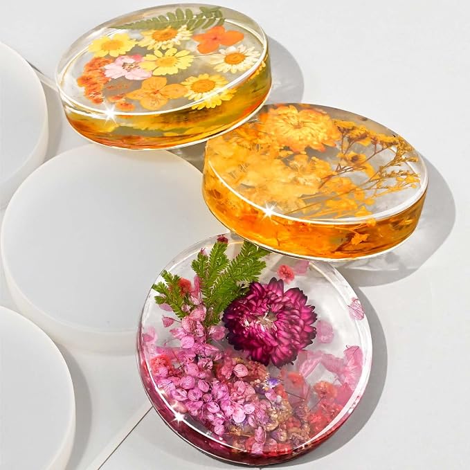 Round Coaster Resin Molds, Large 6 Cavity Extra Deep Coaster Molds | 4 Inch - Image 2