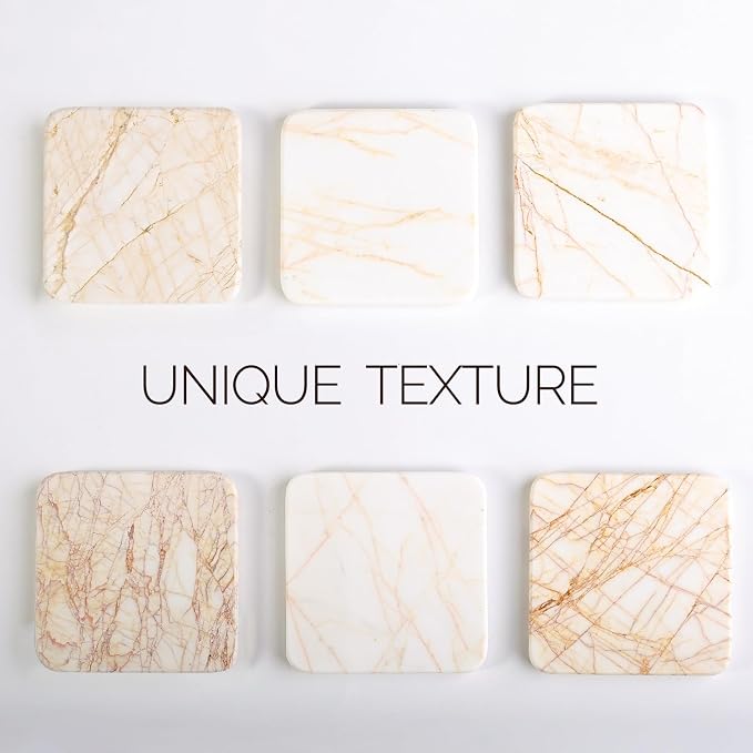Marble Coasters Set of 5, Square Coasters - Image 4