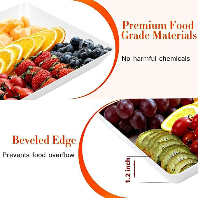 DCA 4 Pack White Serving Trays for Entertaining, BBQ & Parties | Grilling - Image 4