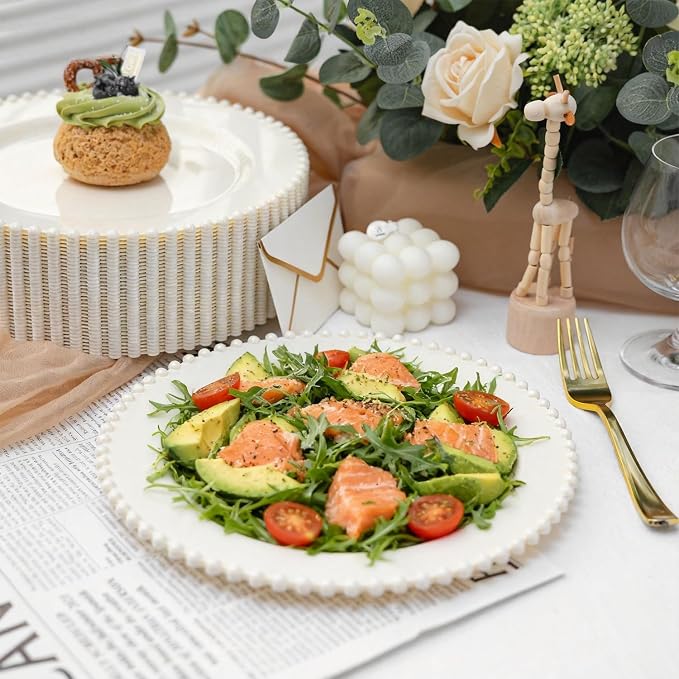 72 Pcs Party Plates Dinner Plate, 10 Inch Ivory Plastic Plate Disposable | - Image 4