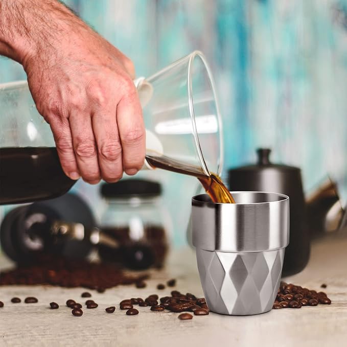 Beasea Stainless Steel Cup, 10 oz Set of 4 Stackable Stainless Steel Insulated - Image 6