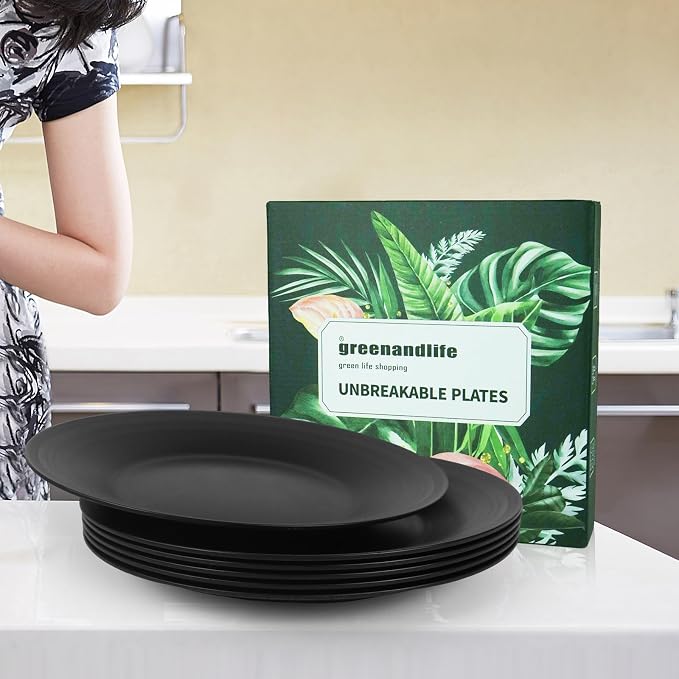 10inch/6pcs Dishwasher & Microwave Safe Wheat Straw Plates, Alternative - Image 6