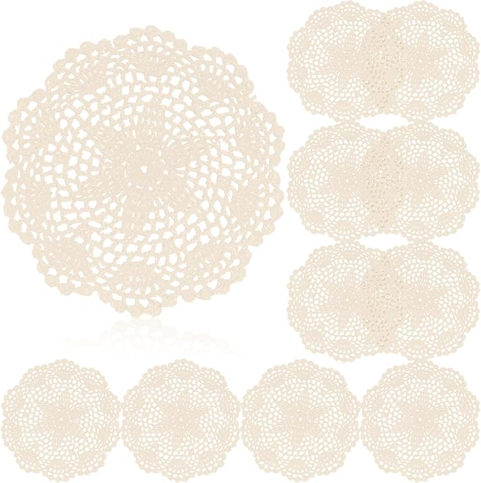 10 Pcs 8 Inch Cute Crochet Doilies Crochet Flower Coasters Handmade Cotton by Gandeer