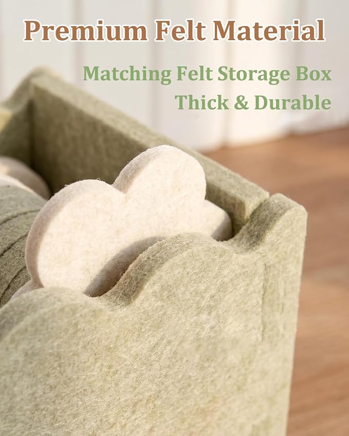 Felt Coasters for Drinks, Living Room, Sage & Beige, Heat-Resistant, Cleaning - Image 3