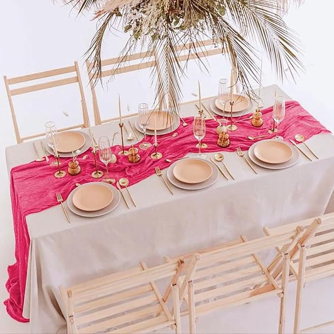 12Pack Hot Pink Cheesecloth Table Runner 20 x 120 inch Gauze Table Runner | - Image 7