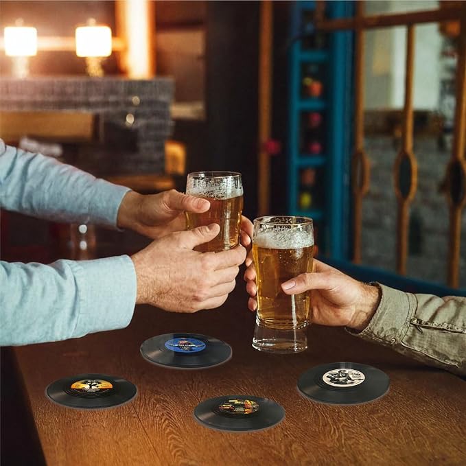 Funny Retro Vinyl Record Coasters, Creative Drink Coasters Set of 12 - Image 2