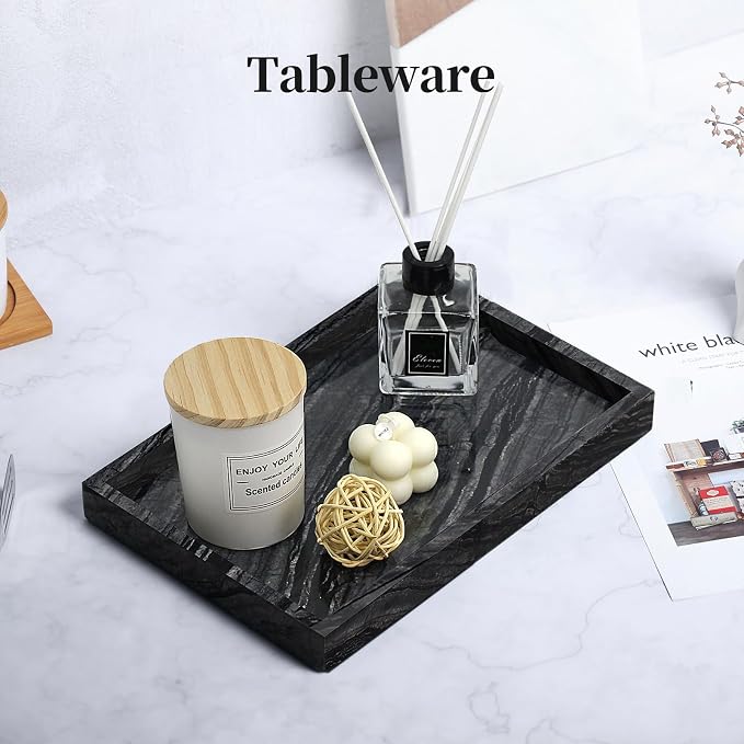 Natural Marble Tray for Bathroom, Genuine Ancient Wood Grain Marble Vanity Tray - Image 4
