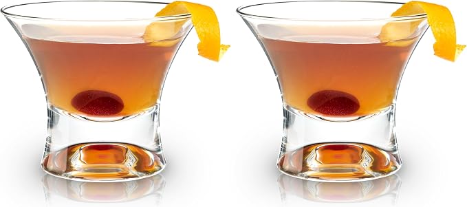 Viski Heavy Base Stemless Manhattan Glasses Set of 2 by VISKI