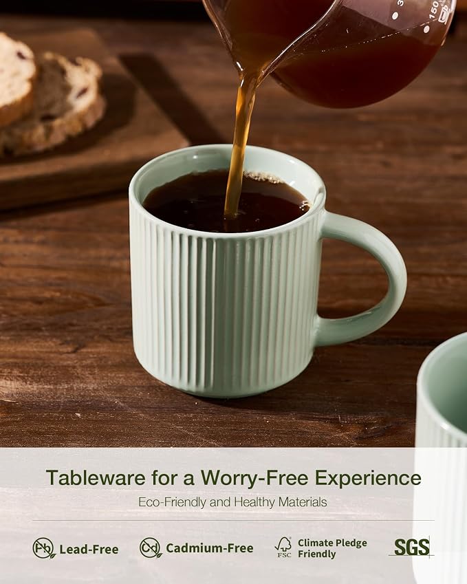famiware Coffee Mug Set for 6, Star 12 oz Catering Mugs Cup Set - Image 8