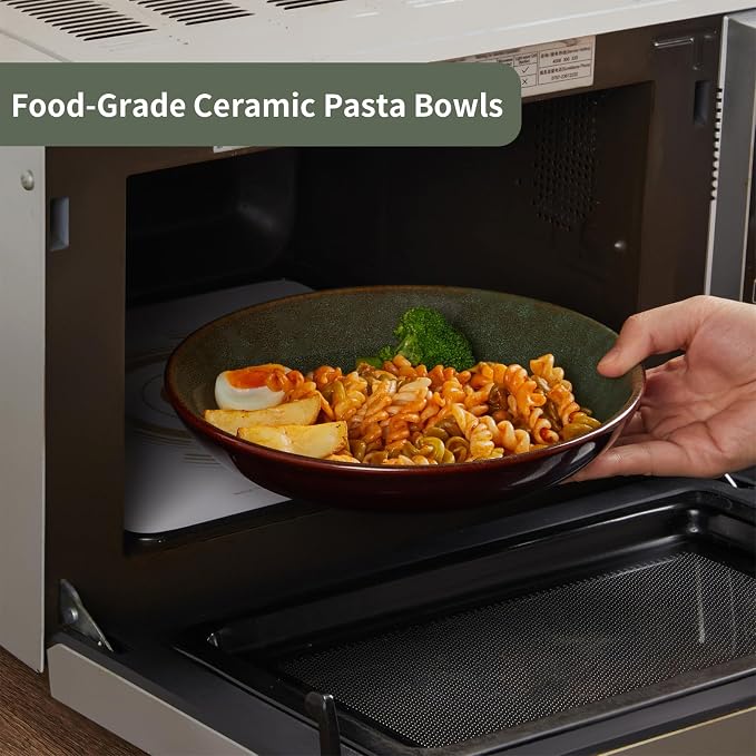 8.75 Inch Large Ceramic Pasta Bowls, 32 Oz Reactive Glaze Stoneware Pasta - Image 6