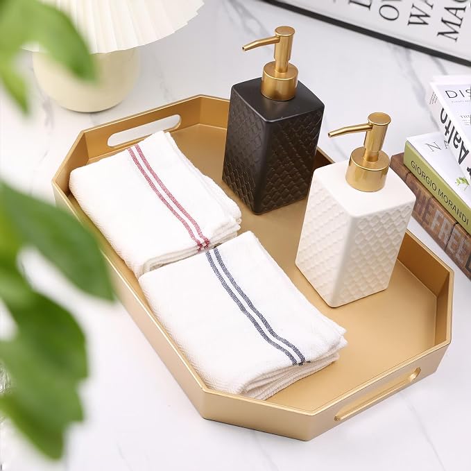 Gold Decorative Tray with Handles, Versatile Serving Tray - Image 3