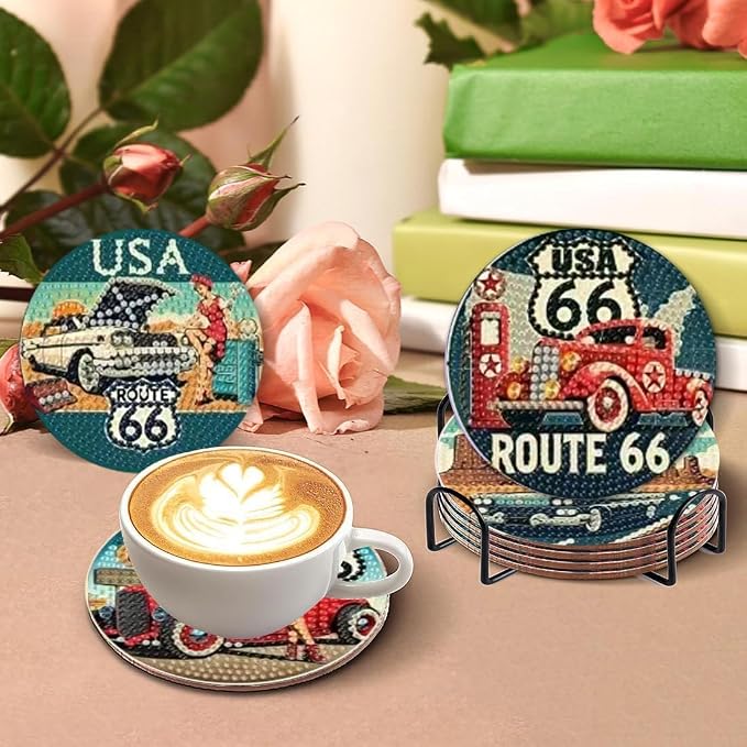 Mrnsiet 8 Pcs Car Diamond Art Coasters Kits - Image 2