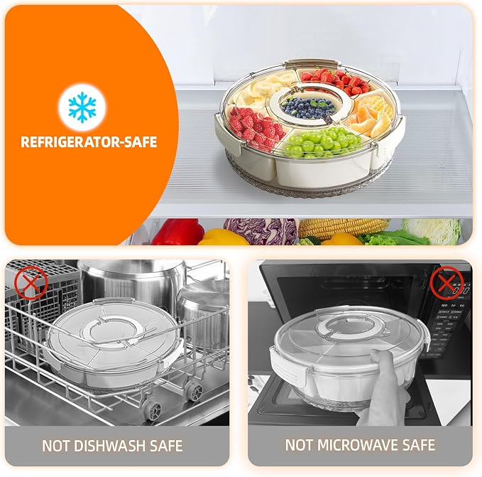 Divided Serving Tray with Lid and Handle, Stackable Snackle Box Container - Image 6
