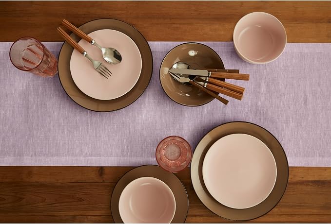 Solino Home 100% Pure Linen Table Runner Lavender Woven, Athena 14 x 72 in | - Image 3