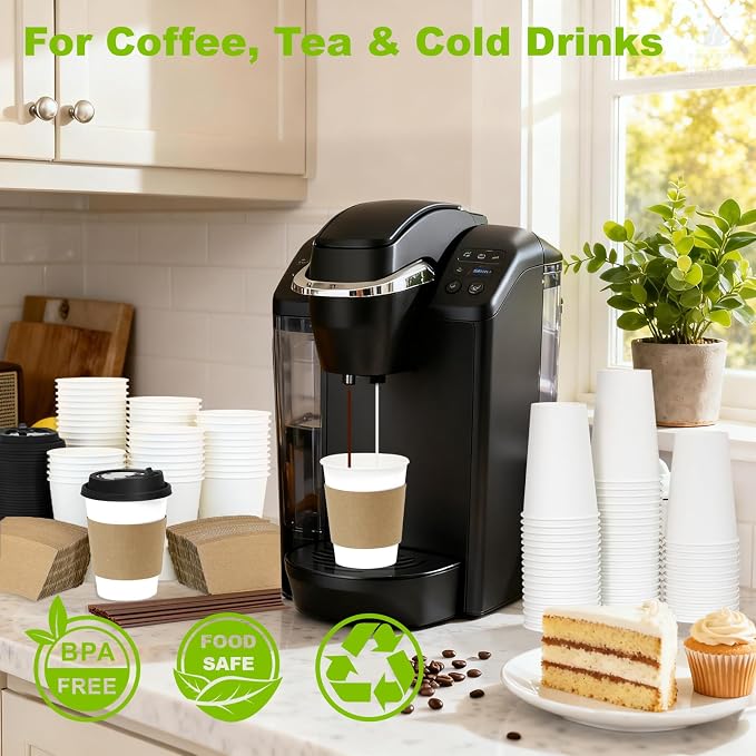 100 Pack 12 oz Disposable Coffee Cups - Image 3