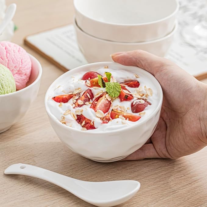 HOMBENE Porcelain Soup Bowls, 4.5 Inch Oatmeal Bowls, Kitchen Bowl Set - Image 4