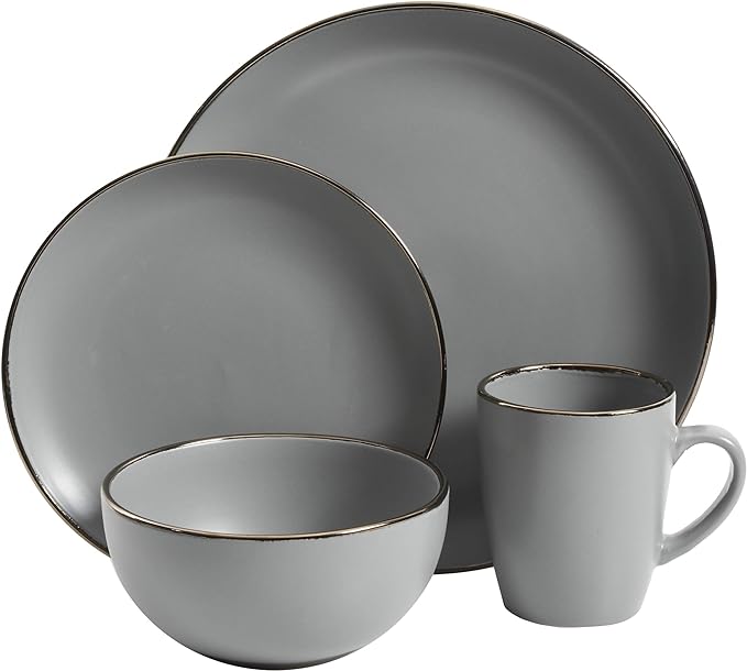 Gibson Home Rockaway 16-Piece Round Stoneware Dinnerware Set, Service - Image 2