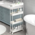 Slim Storage Cart 4 Tier, Bathroom Organizer Rolling Utility, Mobile Shelving by Home